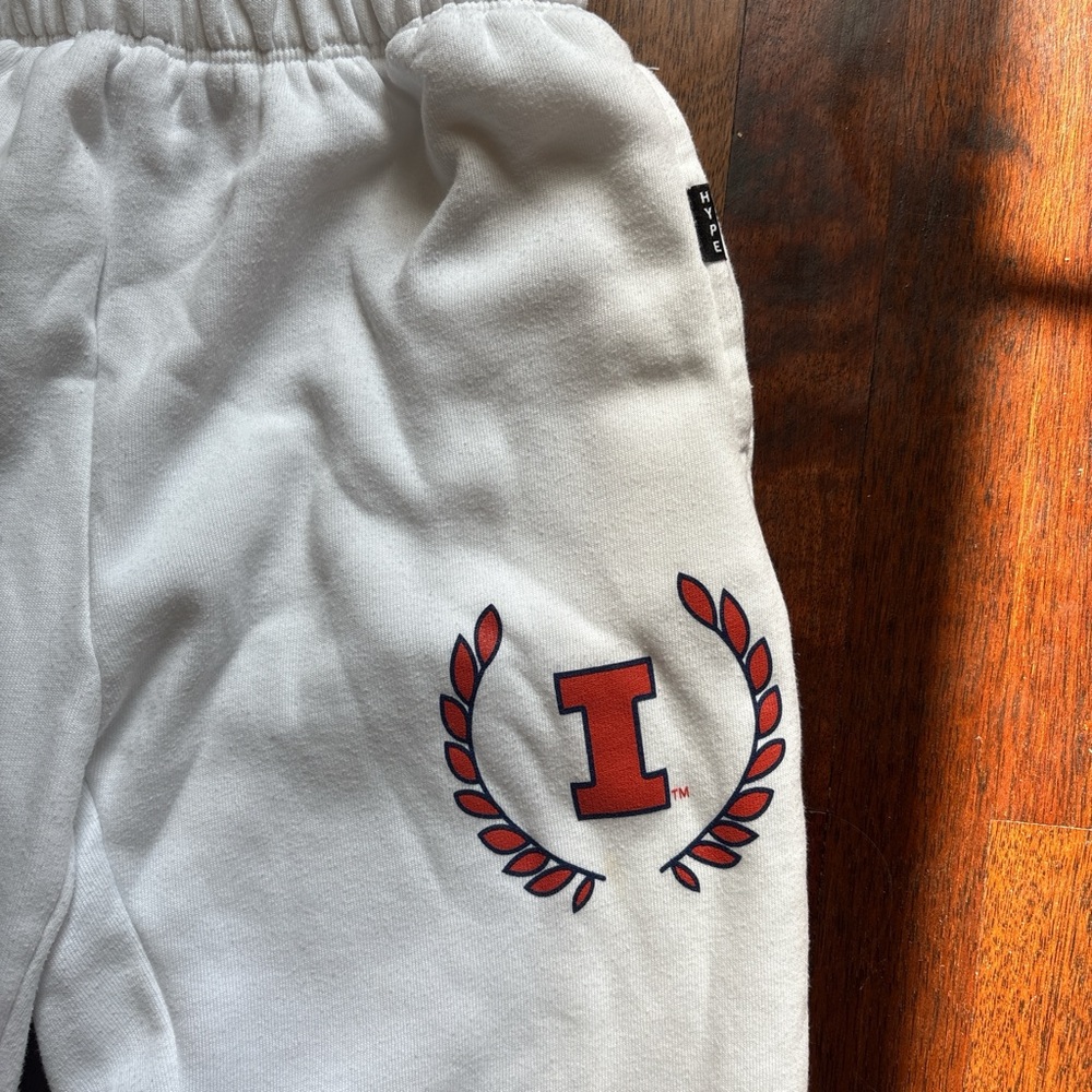 U OF I White Sweatpants with Orange  Logo